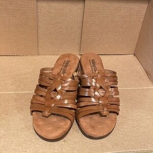 Walking Cradles Brown Leather & Suede slip on sandals, size 6M  NEVER WORN!